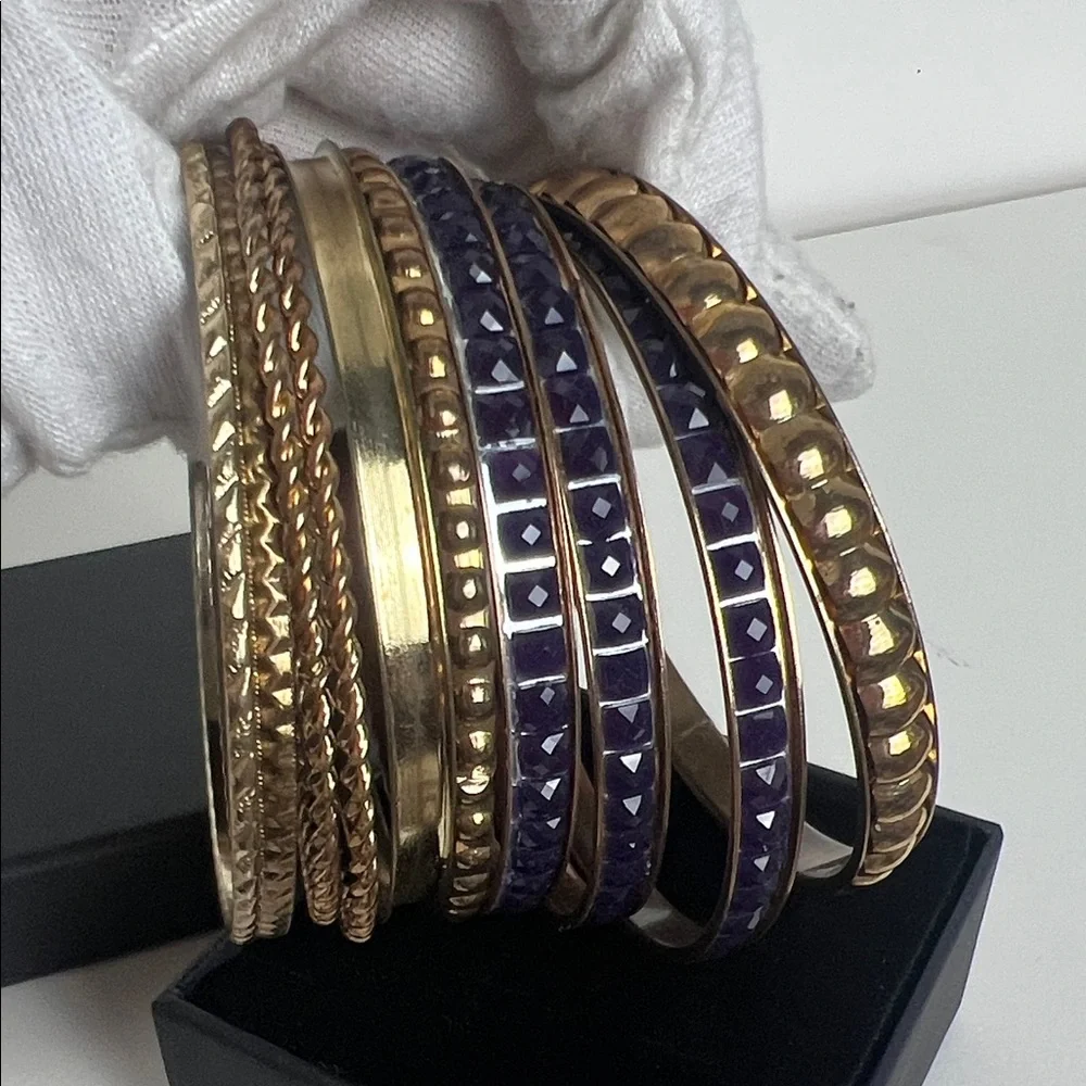 Elegant Gold and Purple Bangle Set - Picture 2 of 3